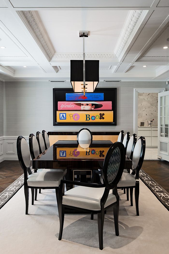 Glossy table in black steals the show here! [Design: Britto Charette Interiors]