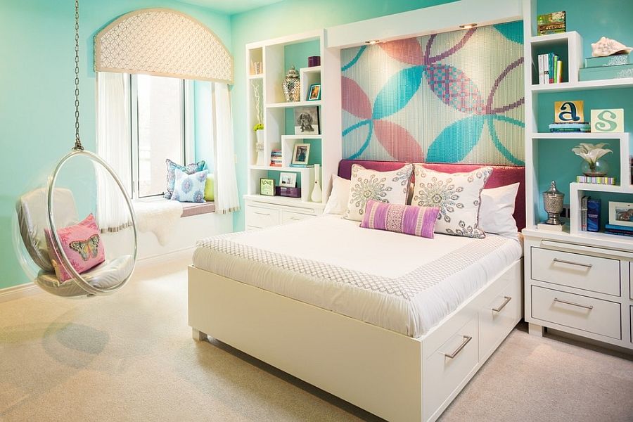 Kids bedroom with chain accent wall feature can be easily transformed into an adult space [Design: Cindy Aplanalp-Yates & Chairma Design Group]