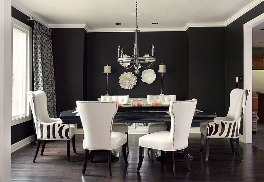 Dining Room With Black And White Chairs