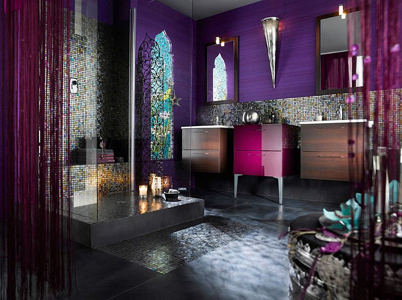 Mediterranean style bathroom with plenty of purple!