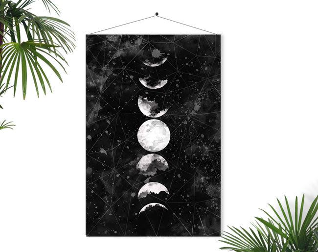 Moon phase poster art from Etsy shop Fybur