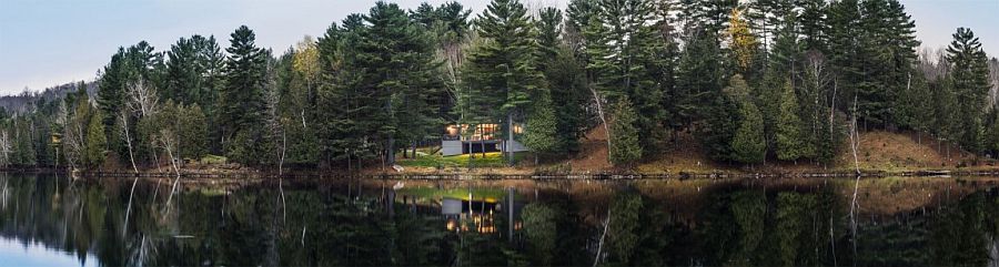 Panoramic view of the landscape around Cross-Laminated-Timber Cottage