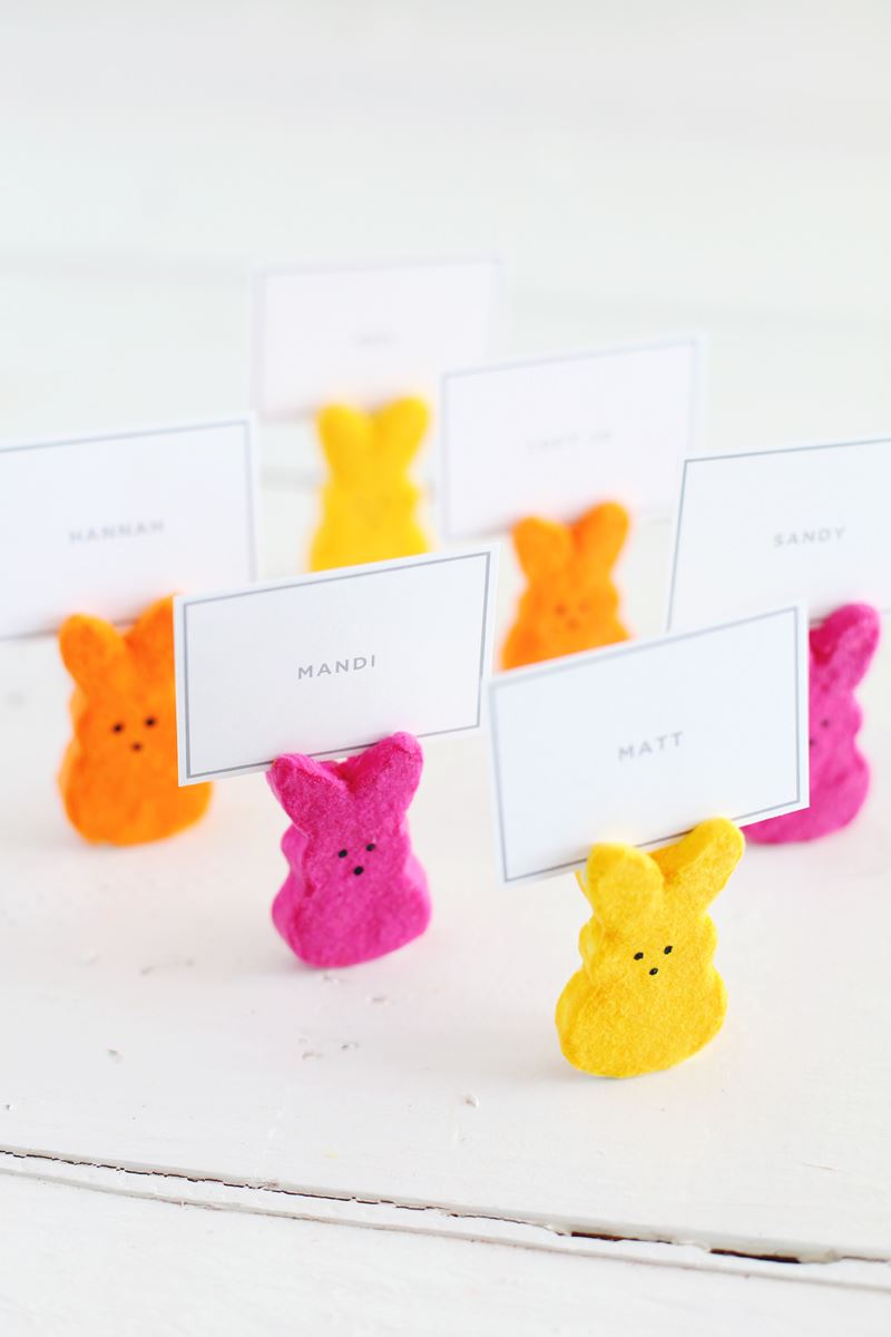 Peeps place card holders from A Beautiful Mess