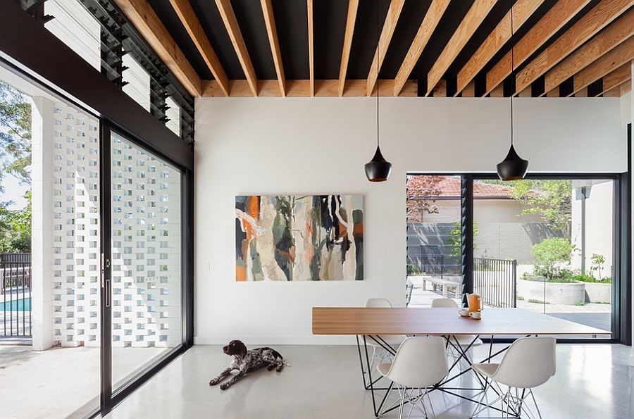 Pendants extend the visual impact of the ceiling