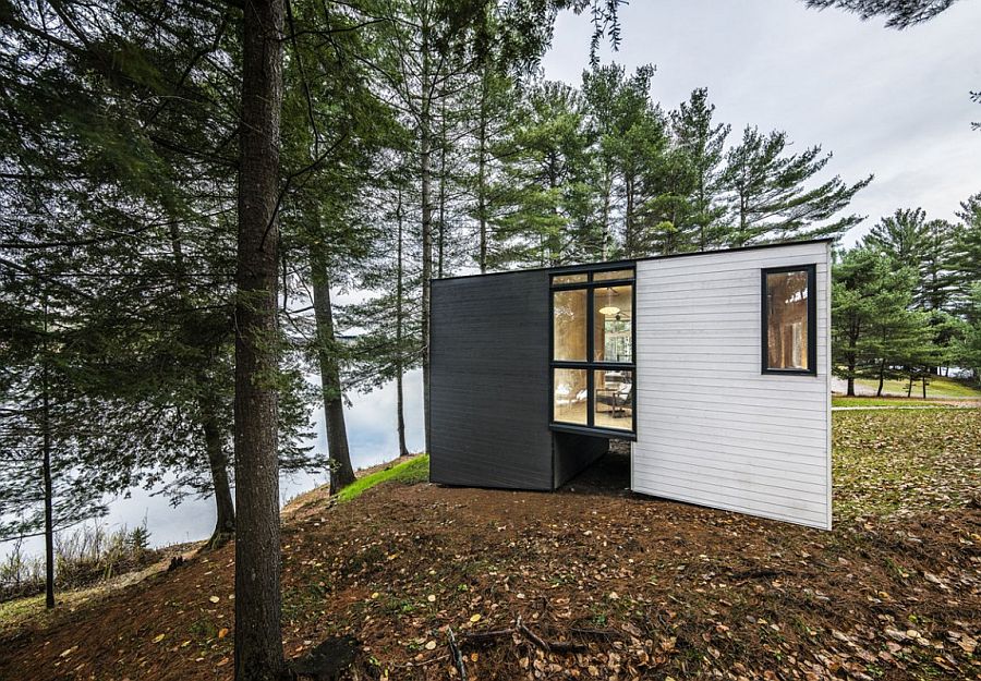 Prefabricated timber cottage in Quebec offers lovely views