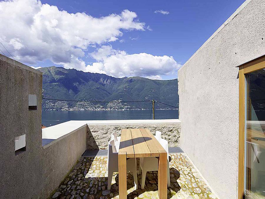 Private porch overlooking the lovely landscape and distant mountains