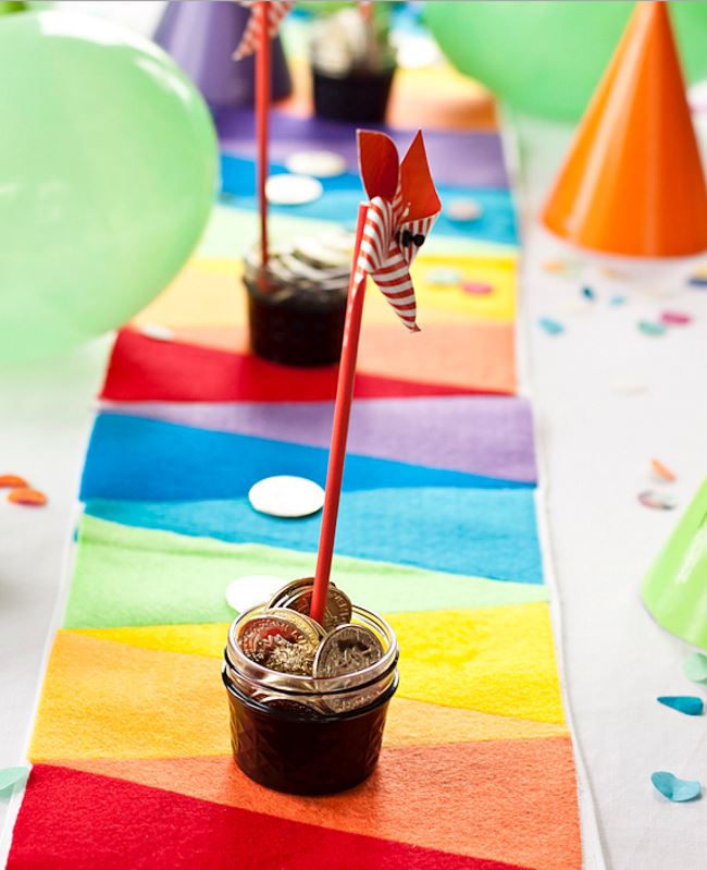 Rainbow felt table runner from Say Yes