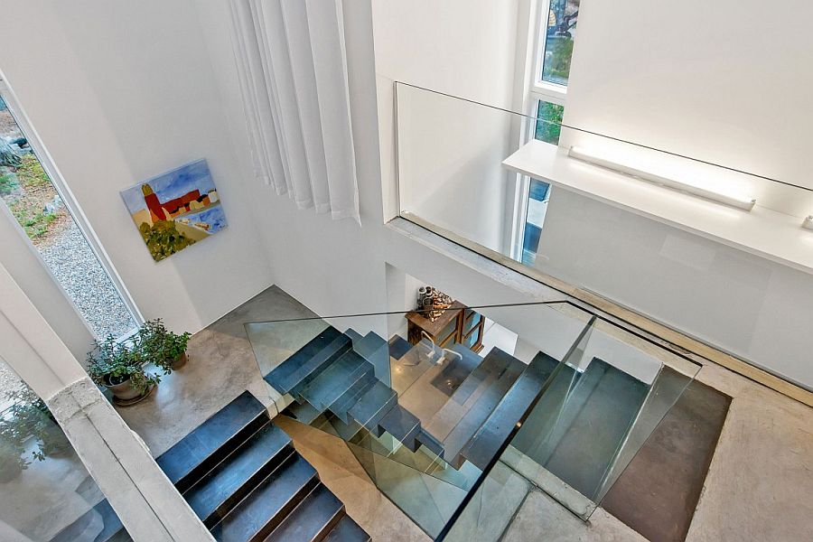 Sculptural contemporary staircase inside the gorgeous home in Sweden