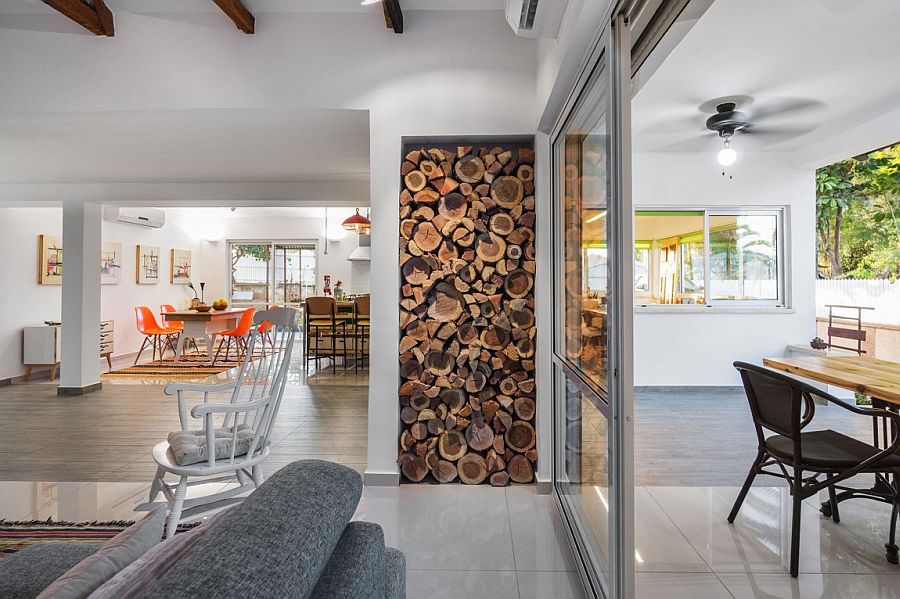 Simple glass doors connect the living area with the outdoors