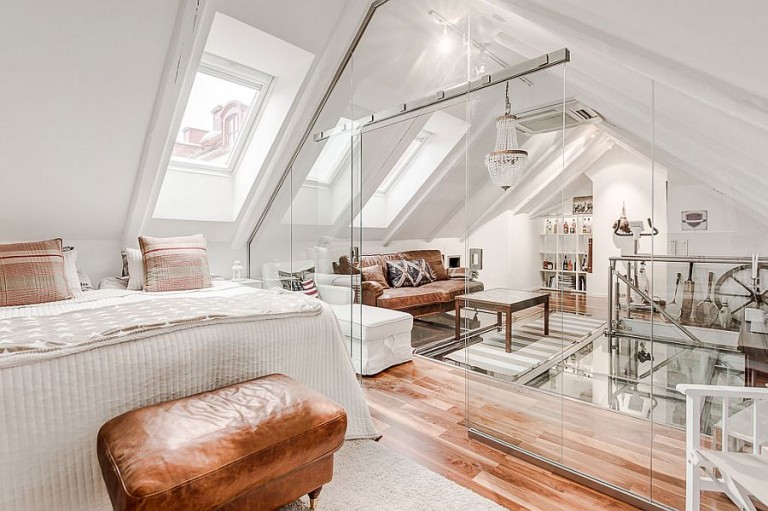 Attic Apartment with Awesome Glass Flooring in Stockholm