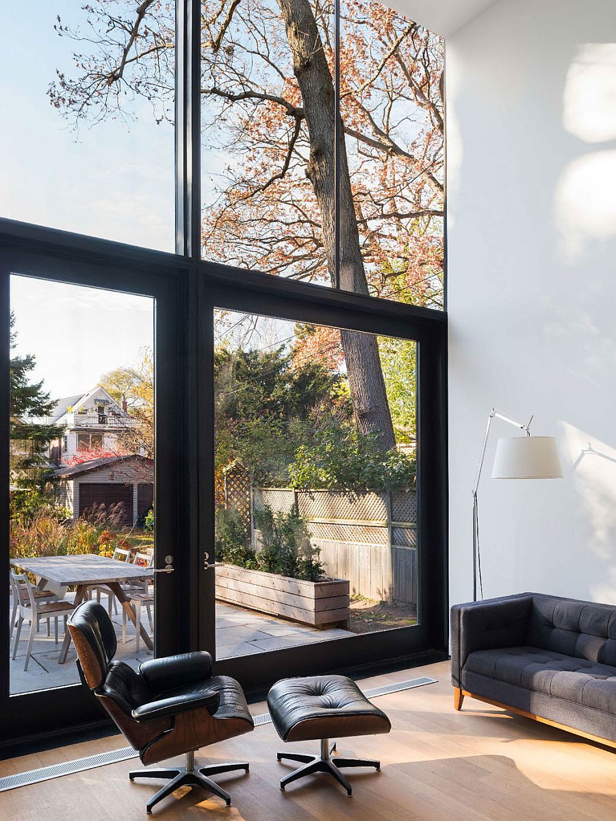 Sitting area of the Toronto home with the Eames Lounger