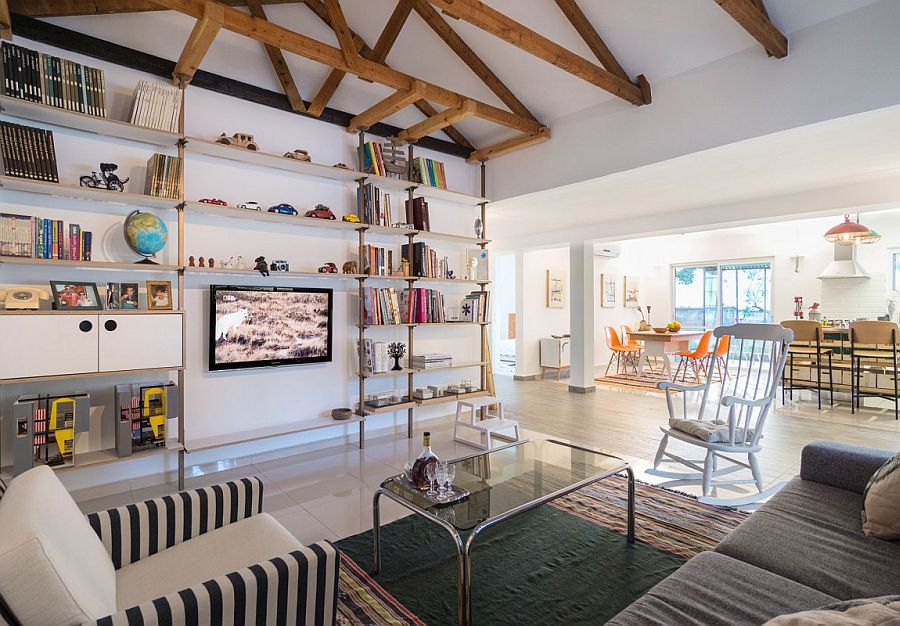 Sleek shelves create a wonderful display in the living room