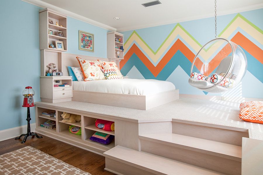 21 Creative Accent Wall Ideas For Trendy Kids Bedrooms   Small Kids Bedroom Makes Perfect Use Of Available Space 