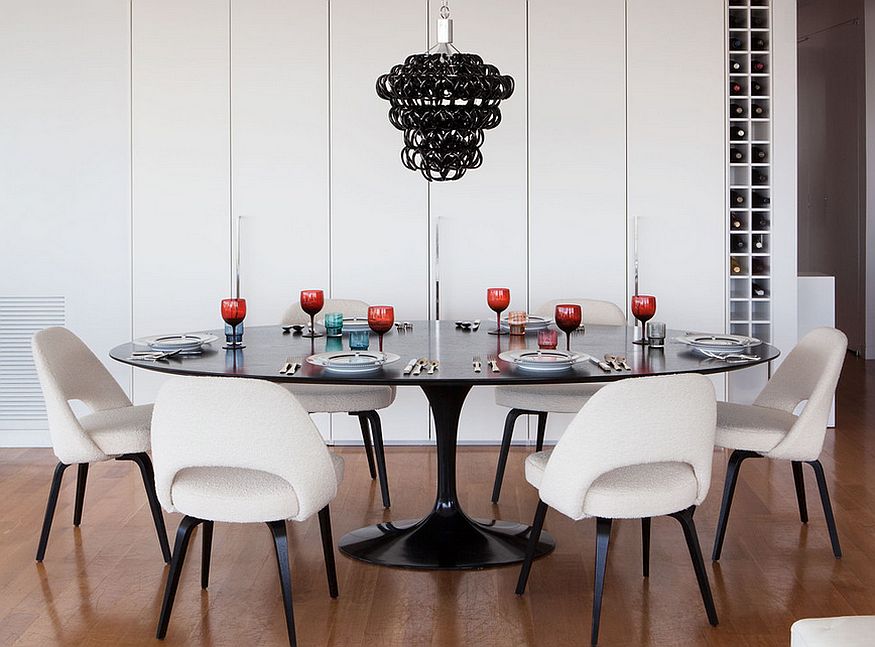 black white dining table