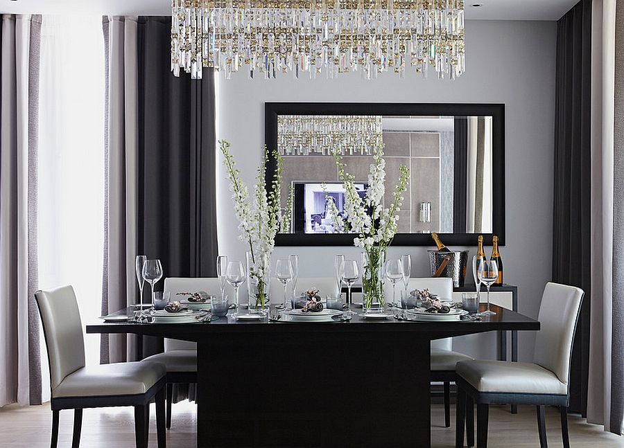 black white grey dining room