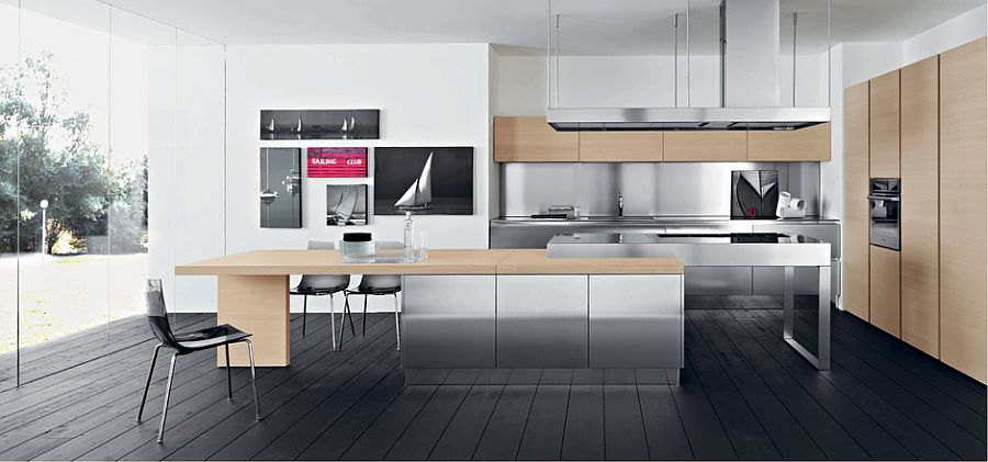 Stainless steel adds shiny glitter to the trendy kitchen