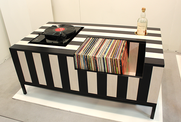 Striped Record Player Table