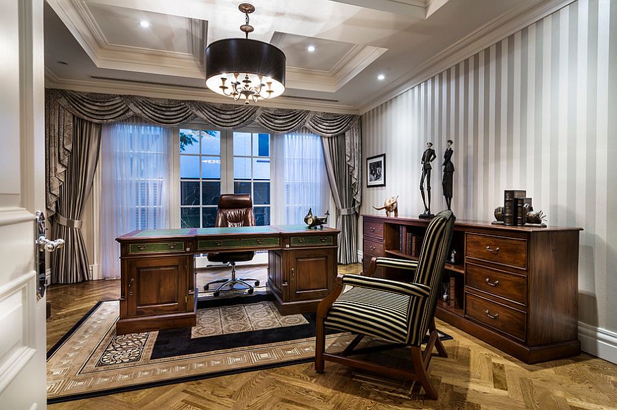 Stripes work well in the traditional home office as well [Design: Oswald Homes]