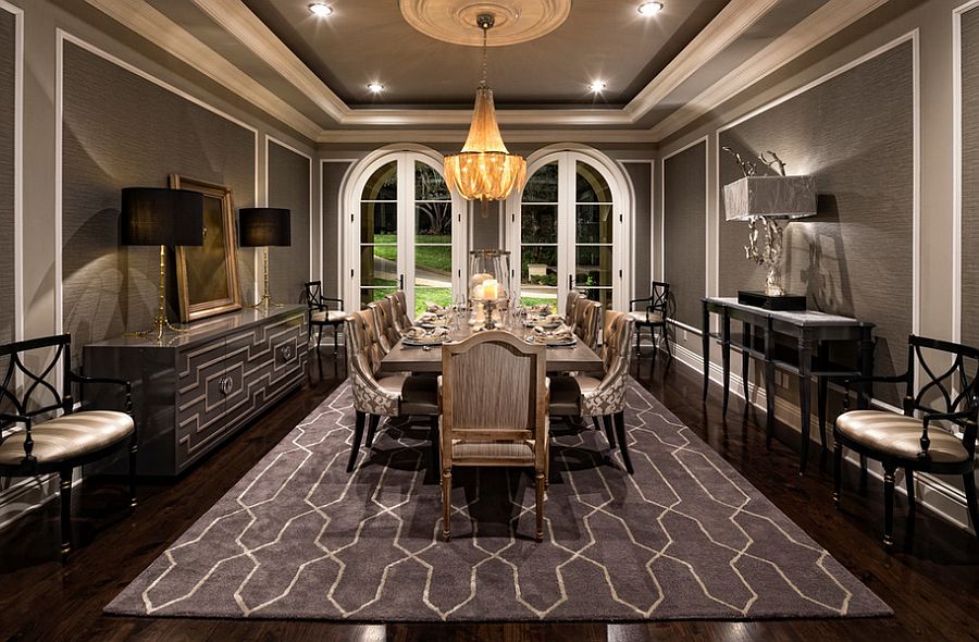 Stunning Mediterranean Style Dining Room In Gray 