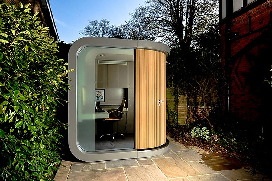 Stunning prefab office in the garden is both functional and aesthetic