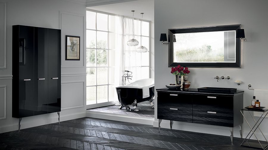 Timeless bathroom design in Black with touch of retro charm