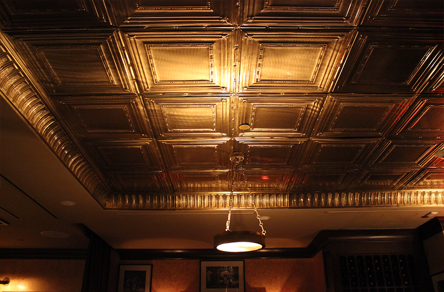 Tin Tiled Ceiling at Grape and Vine Restaurant