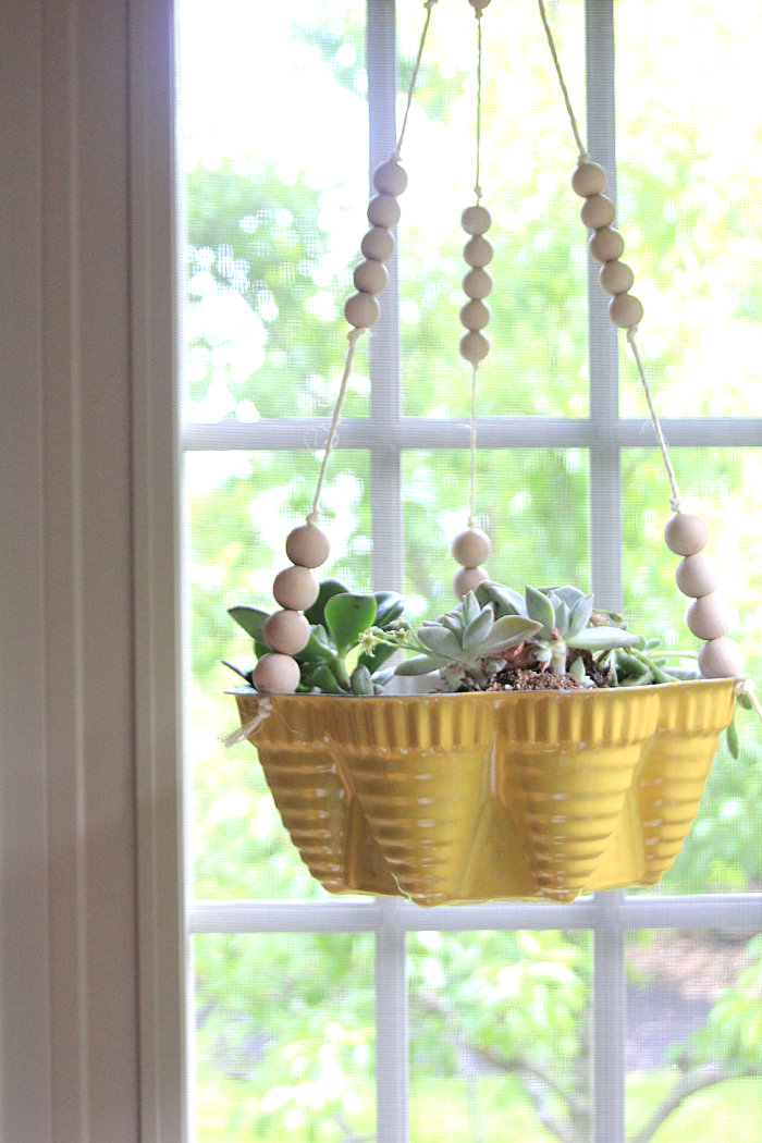 Upcycled bundt pan planter from Etsy shop The Salvaged Boutique