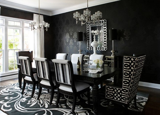 Black And White Checked Dining Room