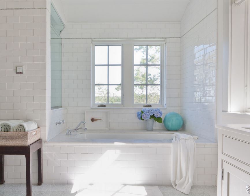 White tub in a serene bathroom