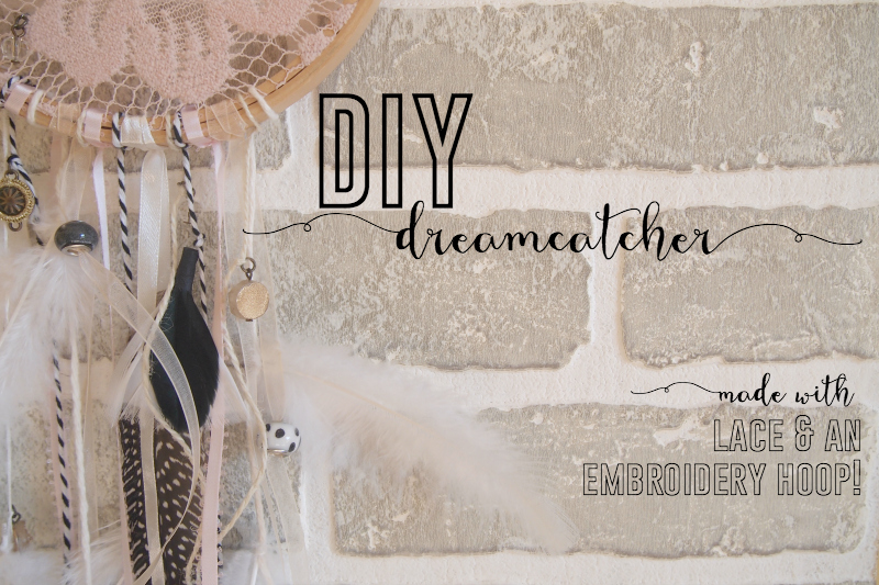 A DIY dreamcatcher made out of an embroidery hoop