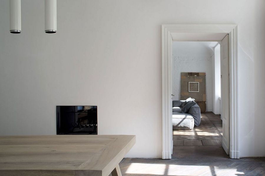 A look at the bedroom from the dining space