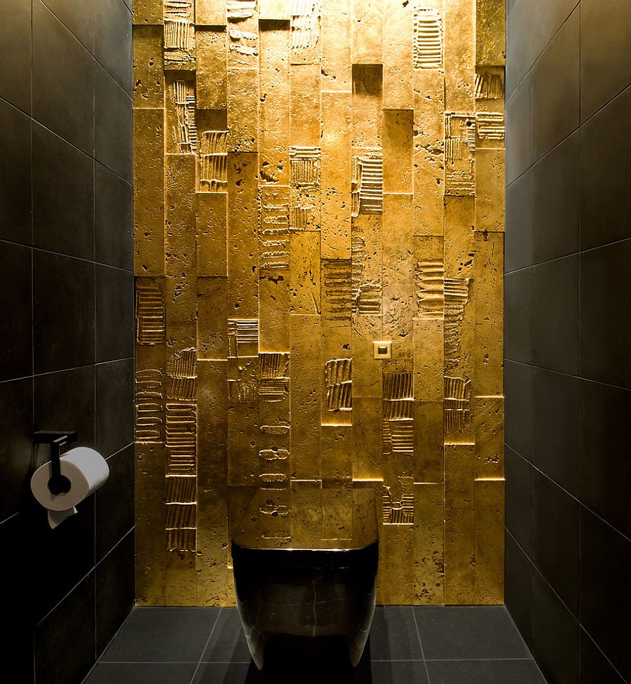 All you need is some gold paint to create magic in the dark bathroom!