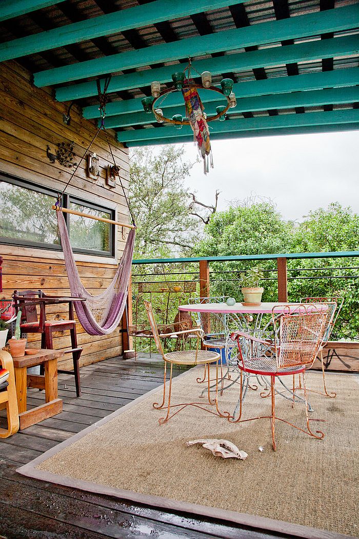 Beautiful modern deck with plenty of color and comfort