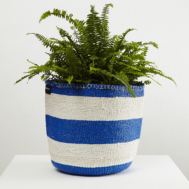 Blue and white basket by Mifuko