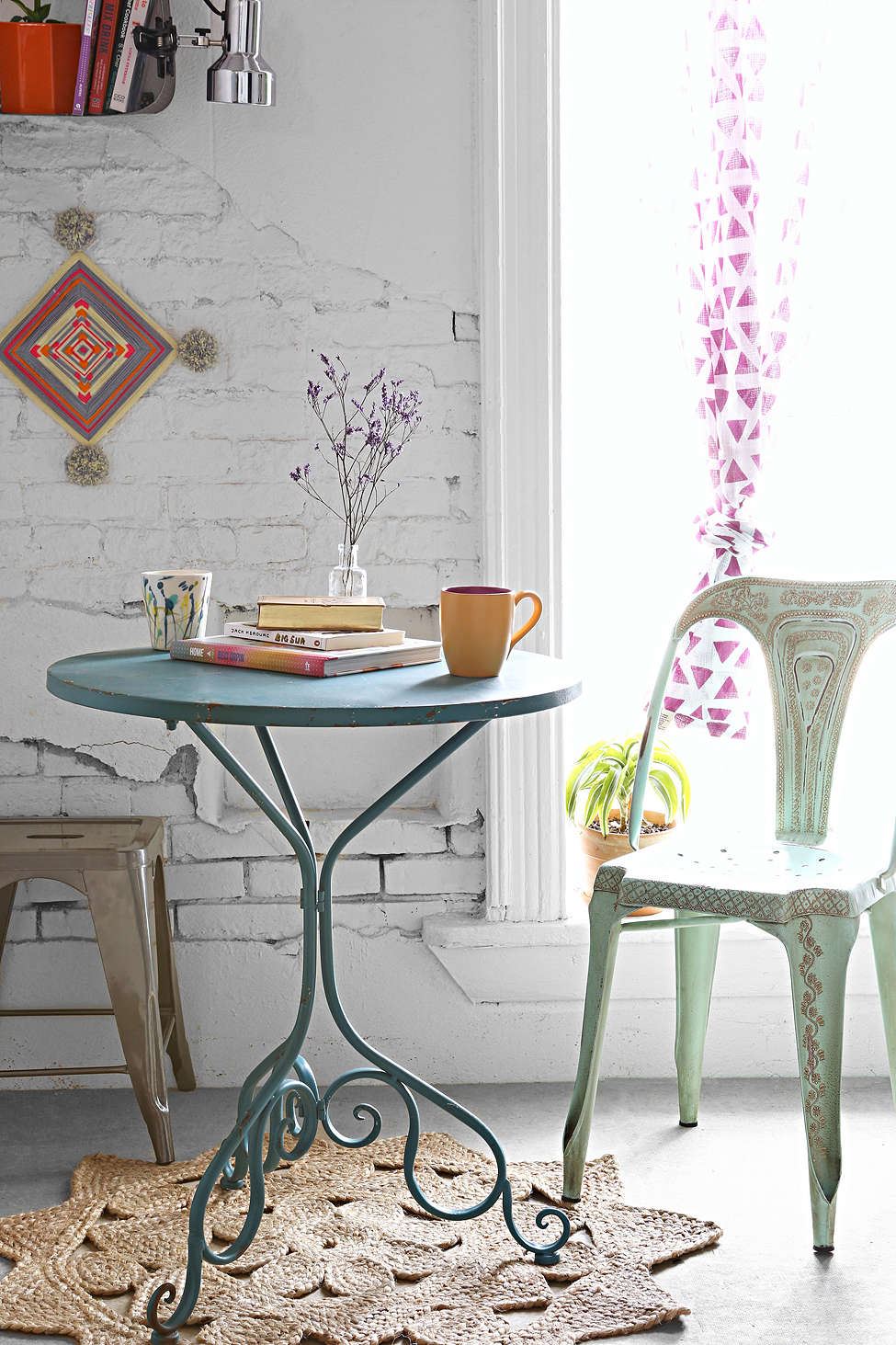 Boho breakfast nook with a bistro table