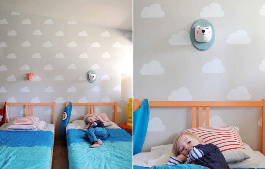 Children's bedroom featuring Handmade Charlotte stencils