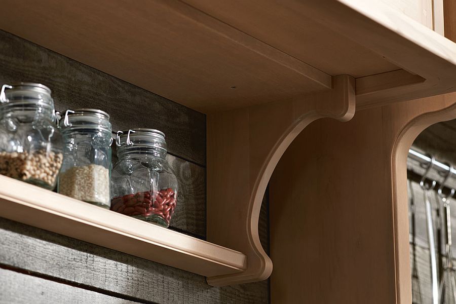 Closer look at the shelves inside the classy kitchen from Marchi