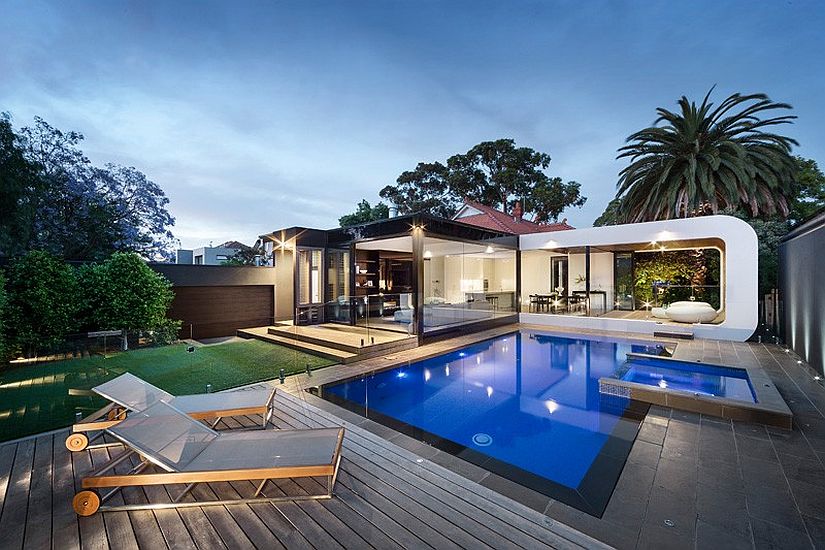 Contemporary addition in the rear of the heritage Melbourne Residence