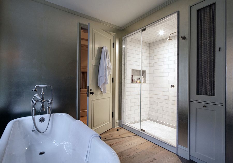 Cool shower area of the traditional bathroom