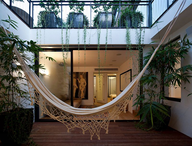 Courtyard in Tel Aviv home transformed into a cool family zone [Design: Itamar Landscape Design]
