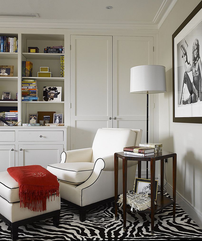 Cozy reading corner in black and white