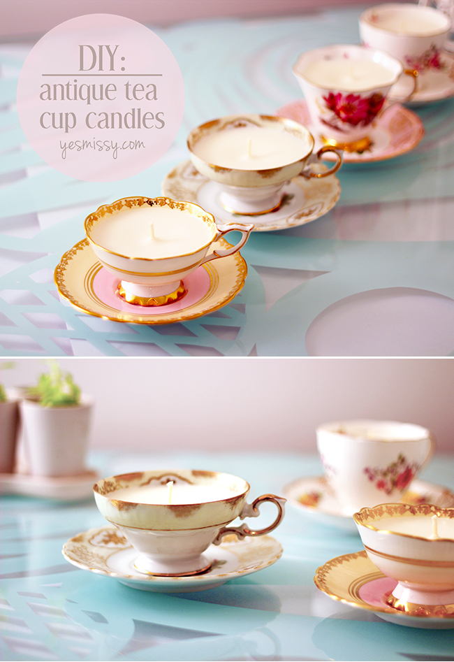 DIY Antique Teacup Candles