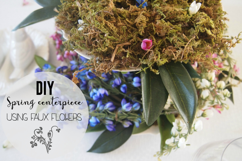 DIY Spring centerpiece using faux flowers