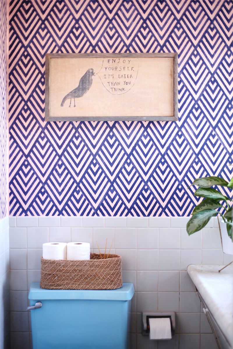 DIY stenciled wall from A Beautiful Mess