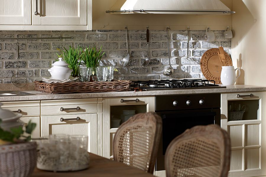 Fabulous combination of stone, wood and metal inside the Italian kitchen