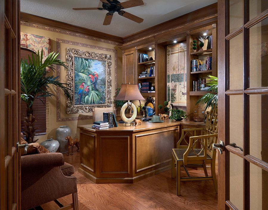 Fabulous home office design oozes with tropical flair! [Design: Petron Design]