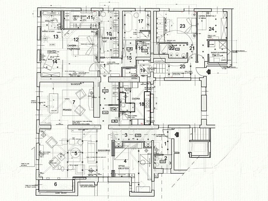 Floor plan of La Casa del Tempo by Claudia Pelizzari Interior Design in Venice, Italy