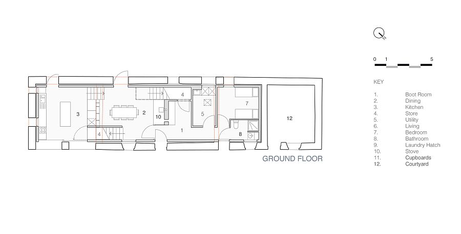 Floor plan of the ground floor of the Mill House