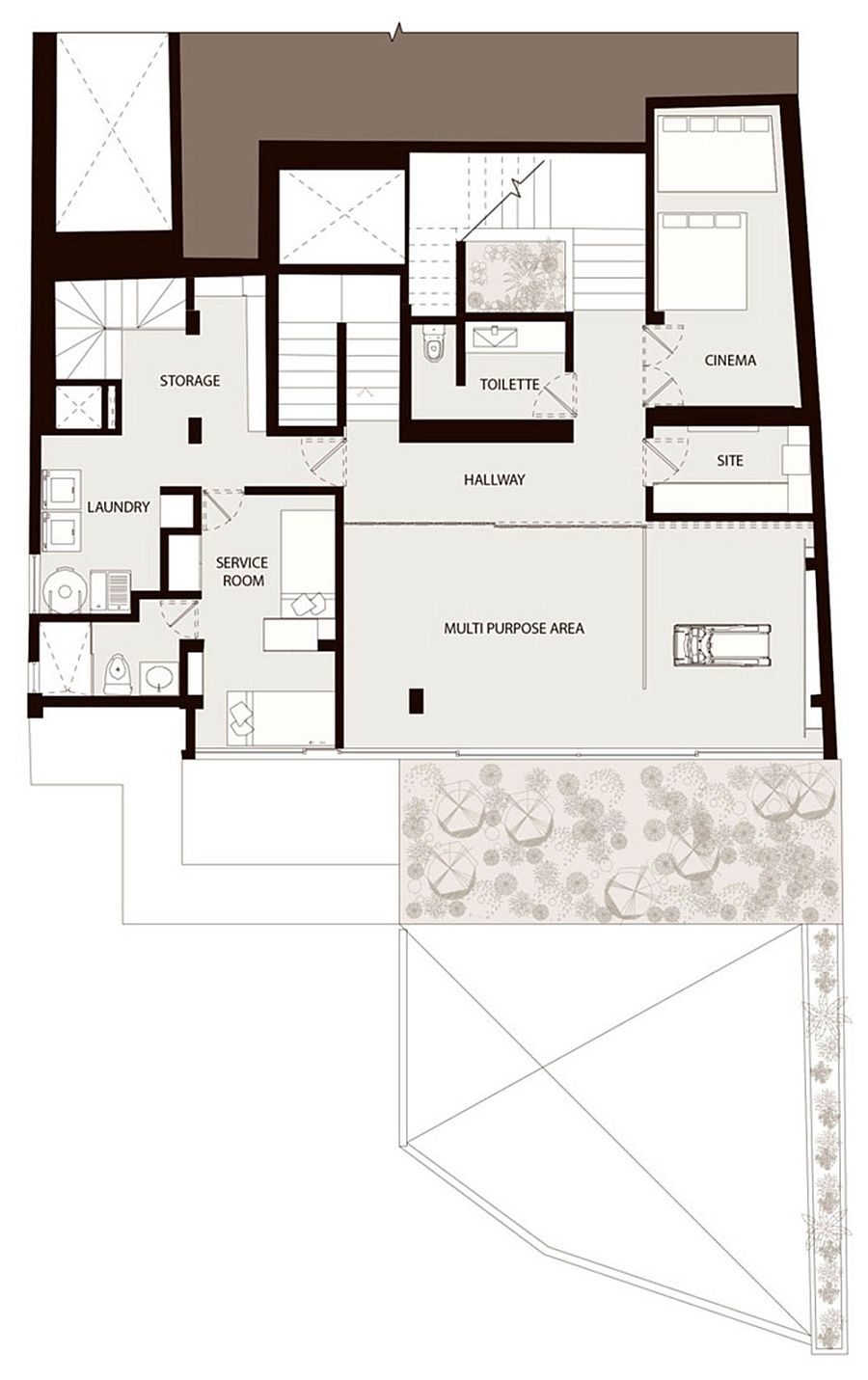 Floor plan of the second level of the renovated Mexico City Residence