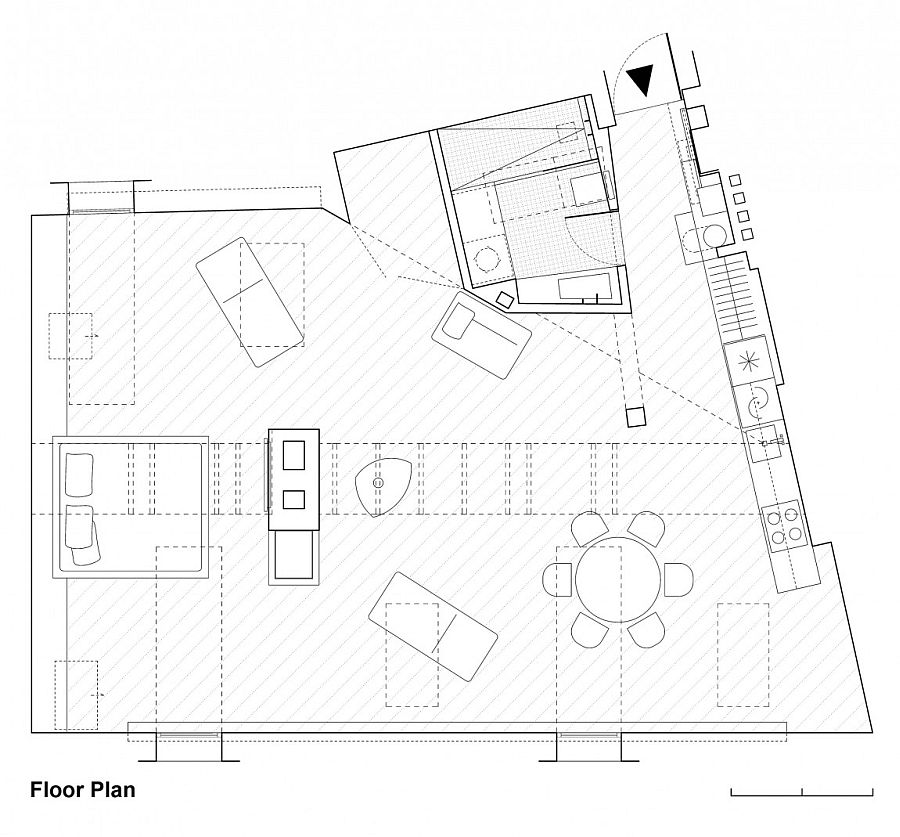 Floor plan of the trendy attic apartment in Vilnius